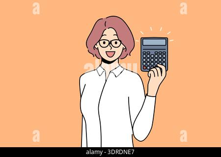 Woman accountant with calculator for professional calculating tax on company profits Stock Photo