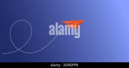 red paper plane against blue background, vector illustration Stock Vector