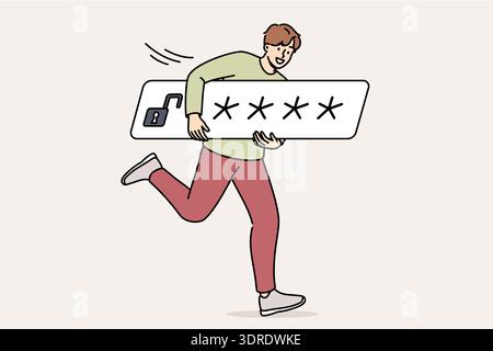 Man steals password from personal account to gain unauthorized access to confidential information Stock Photo