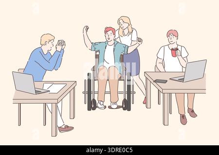 Disabled person working at office concept Stock Photo