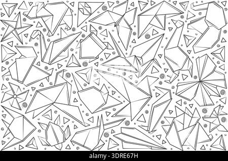 Hand drawn paper origami. Stock Photo