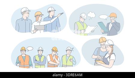 Engineering and construction workers concept Stock Photo