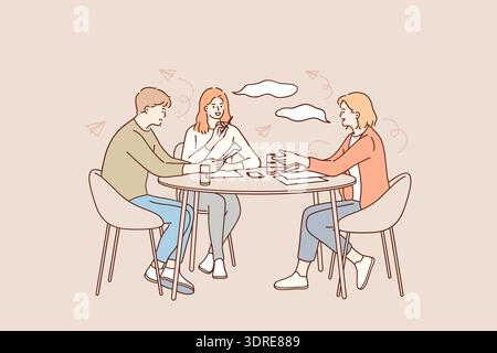 Brainstorming, teamwork, business group concept Stock Photo