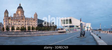 Liverpool Pier Head panoramic view Stock Photo