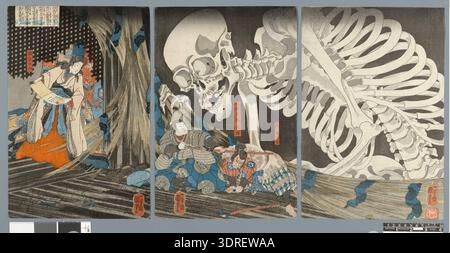This mid-19th-century woodblock triptych print by Utagawa