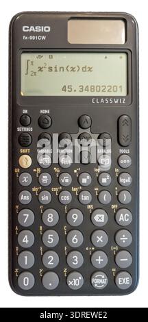 A Casio scientific calculator type fx-991CW isolated on a white background Stock Photo