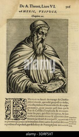 Engraving and letterpress from circa 1584 showing Synesius of Cyrene in ...