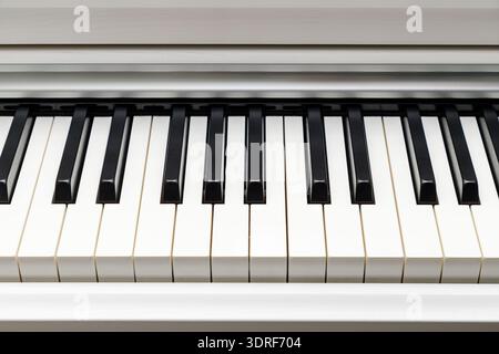 Black and white piano keys closeup Stock Photo