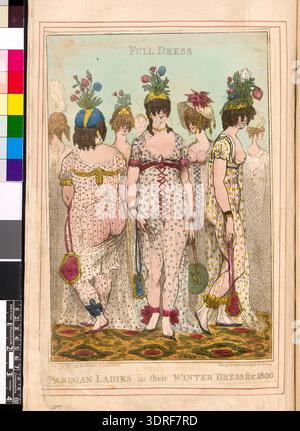 parisian ladies in their winter dress for 1800 1800. British Cartoon Prints Collection . Women,Clothing & dress,1790-1800 Stock Photo Cruikshank parisian