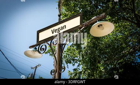 Signposts the direct way to Vegan Food Stock Photo