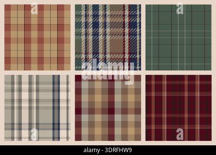 Tartan Plaid Seamless Patterns Bundle. Retro tiles Stock Vector