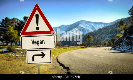 Signposts the direct way to Vegan Food Stock Photo