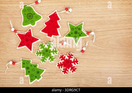 Christmas decor on wooden background Stock Photo