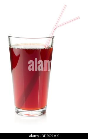 Pomegranate juice in a glass with two drinking straws Stock Photo
