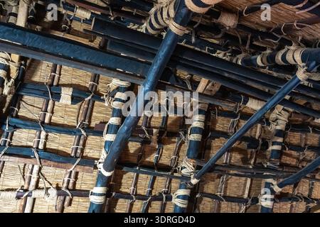 Roof structure of a traditional house in Shirakawa-go, Japan Stock Photo