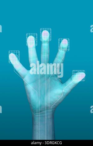 Hand on the touchscreen Stock Photo
