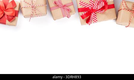 Christmas gift boxes. Isolated on white background with copy space Stock Photo