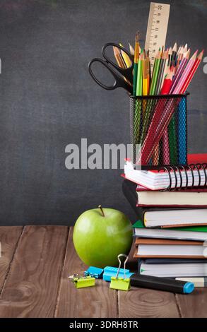 School and office supplies and apple Stock Photo