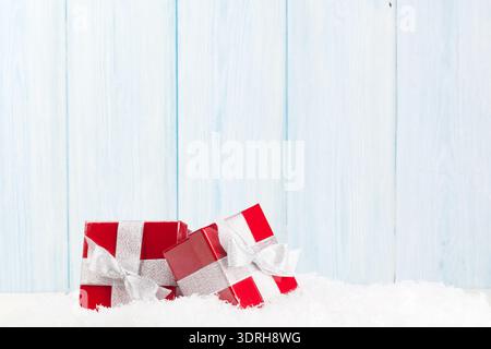 Christmas gift boxes in snow Stock Photo