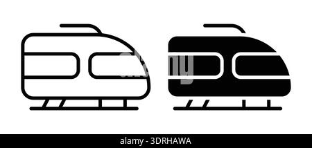 This image features minimalist line art of high-speed trains presented in black and white. Ideal for conveying fast transportation concepts in modern Stock Vector