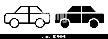 Collection of simple black and white car icons ideal for minimalist projects. These versatile icons can be used in web design, apps, or print media. Stock Vector