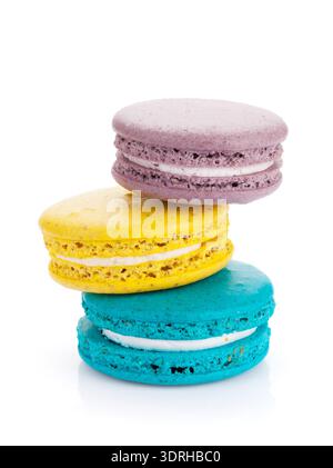 Colorful macaron cookies. Isolated on white background Stock Photo