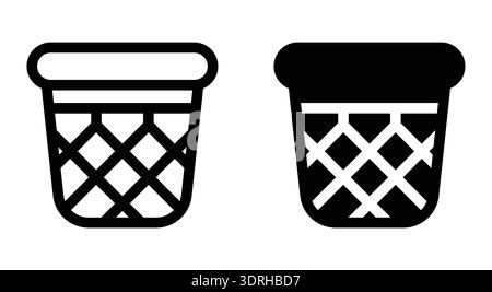 This image features a minimalist design of a basketball hoop in both outline and filled style. Ideal for sports-related projects, it represents compet Stock Vector