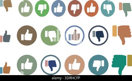Thumbs Up and Thumbs Down Icon Set – Like and Dislike Symbol Collection Stock Vector