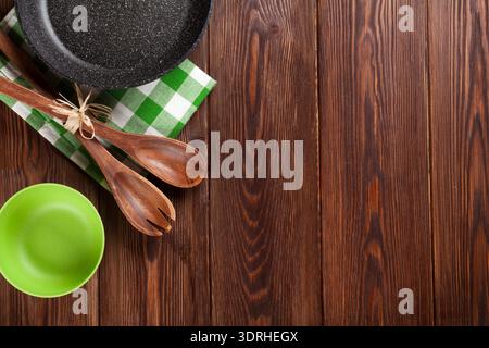 Cooking utensil on wooden table Stock Photo
