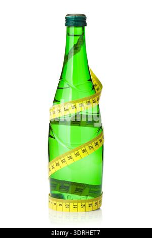 Water bottle with measuring tape Stock Photo