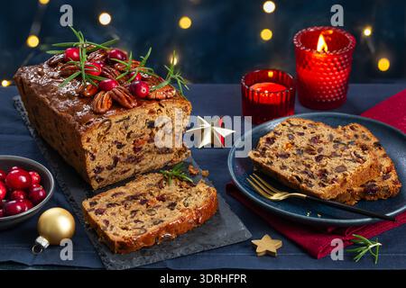 Christmas loaf fruit cake, traditional Christmas and New Year baking Stock Photo