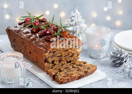 Traditional homemade Christmas loaf fruit cake Stock Photo