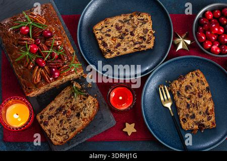 Traditional homemade Christmas loaf fruit cake Stock Photo