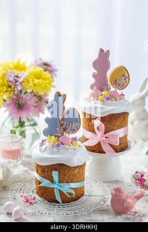 Beautiful festive Easter table Stock Photo