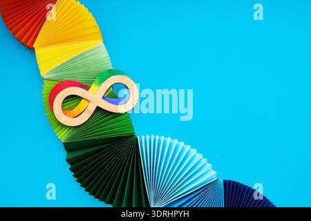 Rainbow infinity symbol representing neurodiversity and autism awareness Stock Photo