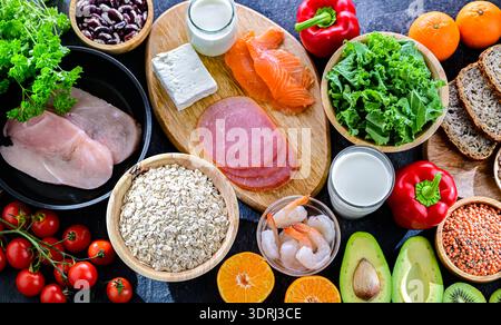Foods representing TLC diet. Stock Photo