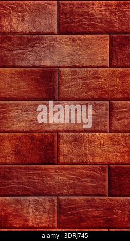 Rich Terracotta Red Brick Wall Pattern - 8K Ultra High-Resolution Vertical Wallpaper Background with Copy Space for Warm Design and Heritage Marketing Stock Photo