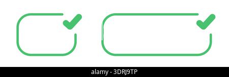 Green check mark inside rounded rectangle design Stock Vector