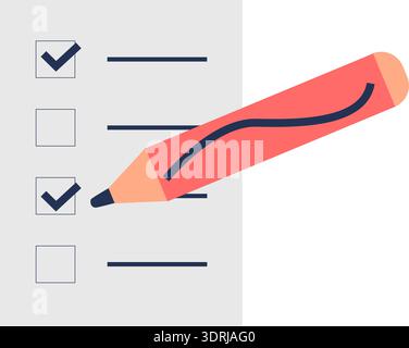 Checklist and pencil icon: organize your tasks efficiently Stock Vector