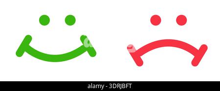 Green happy face, red sad face – emotion symbols Stock Vector