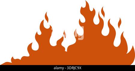 Bright orange flames on clean white background Stock Vector