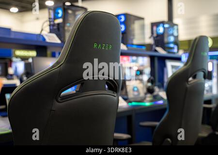 View of Razer gaming chair in electronics store. Toronto, Canada - February 7, 2026. Stock Photo