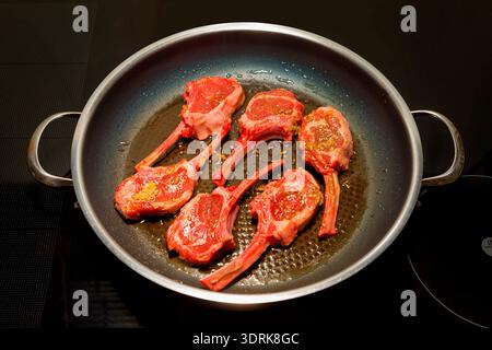 Rack of lamb in a pan Stock Photo