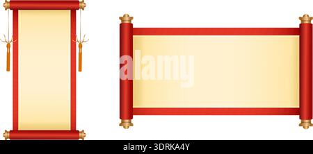 Blank red scrolls: vertical and horizontal design Stock Vector