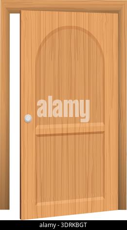 Wooden door with open design and simple handle Stock Vector