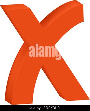 3d red x icon on white background Stock Vector
