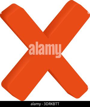 Bold 3d red x mark symbol isolated on white background Stock Vector