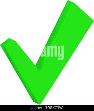Bright green 3d check mark Stock Vector