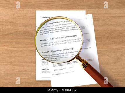 Take a close look at your marriage contract Stock Photo