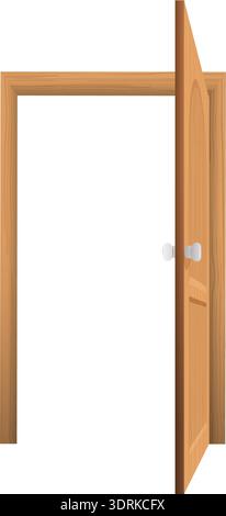 Wooden door frame with open door Stock Vector